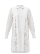Matchesfashion.com Comme Des Garons Comme Des Garons - Ruffled-pleats Cotton-poplin Shirt Dress - Womens - White