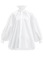 Matchesfashion.com Noir Kei Ninomiya - Oversized Ruffled-neck Cotton-poplin Shirt - Womens - White