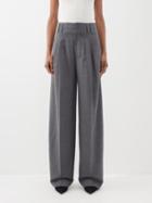 Altuzarra - Tyr Pleated Twill Wide-leg Trousers - Womens - Grey