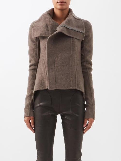 Rick Owens - Naska Curved-hem Cashmere Jacket - Womens - Brown