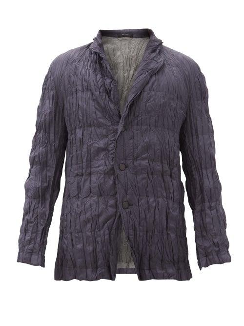 Matchesfashion.com Issey Miyake Men - Crinkled Single-breasted Down-filled Shell Blazer - Mens - Navy