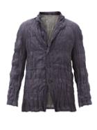 Matchesfashion.com Issey Miyake Men - Crinkled Single-breasted Down-filled Shell Blazer - Mens - Navy
