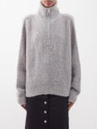 Isabel Marant Toile - Myclan Zip-neck Ribbed-knit Sweater - Womens - Light Grey