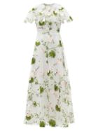 Matchesfashion.com Giambattista Valli - Floral-embroidered Tulle Gown - Womens - White Multi