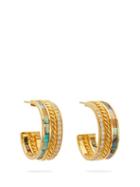 Matchesfashion.com Patcharavipa - 18kt Gold, Mother Of Pearl & Diamond Pav Earrings - Womens - Gold