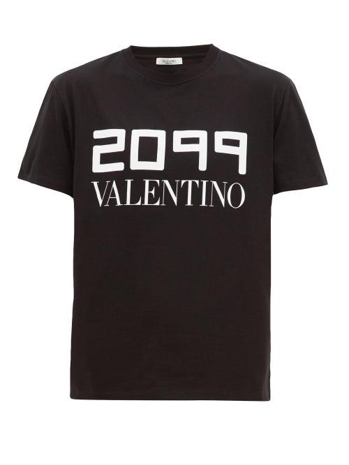 Matchesfashion.com Valentino - 2099 Logo Print Cotton T Shirt - Mens - Black