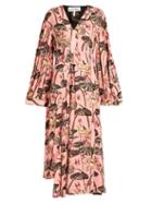 Matchesfashion.com Loewe - X Paula's Ibiza Floral Print Crepe Midi Dress - Womens - Pink Print