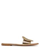 Matchesfashion.com Gianvito Rossi - Rounded Buckle Metallic Leather Slides - Womens - Gold