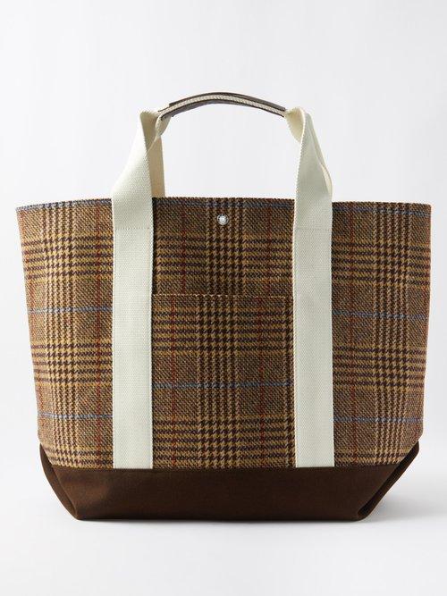 Rue De Verneuil - Tool Large Prince Of Wales-check Tote Bag - Womens - Beige Multi