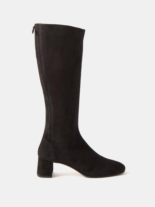 Aquazzura - Saint Honore 50 Suede Knee-high Boots - Womens - Black
