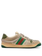 Matchesfashion.com Gucci - Screener Crystal Embellished Low Top Trainers - Womens - Ivory Multi
