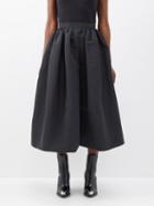 Alexander Mcqueen - Pleated-waist Faille Midi Skirt - Womens - Black