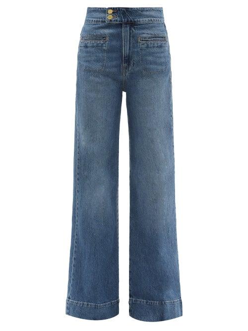 Ladies Rtw Frame - Le Hardy High-rise Wide-leg Jeans - Womens - Mid Denim