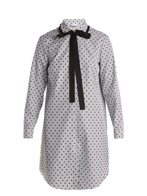 Matchesfashion.com Redvalentino - Polka Dot Print Oversized Cotton Shirt - Womens - Black White