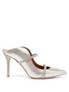 Matchesfashion.com Malone Souliers - Maureen Crystal Embellished Leather Mules - Womens - Silver
