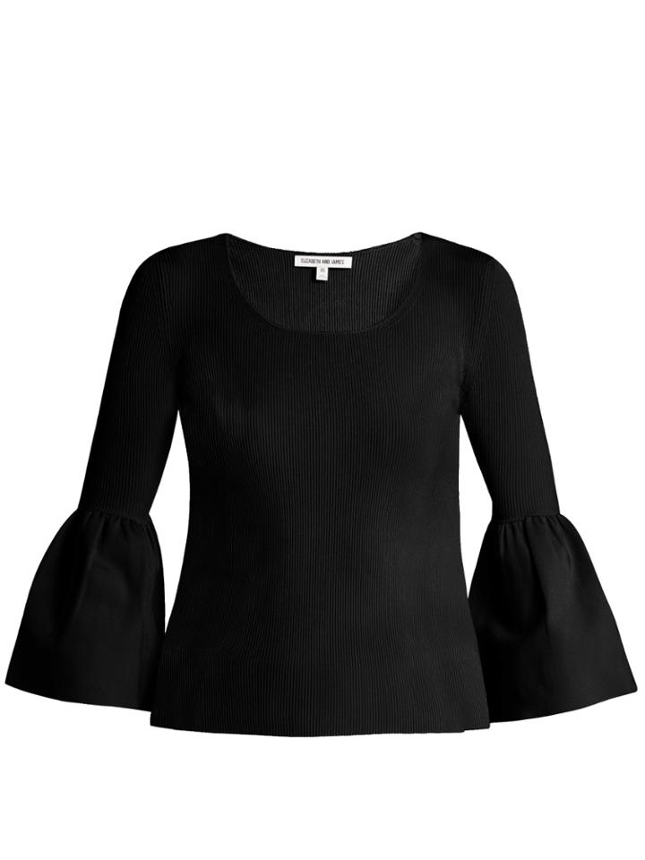 Elizabeth And James Willetta Bell-cuff Ribbed-knit Top