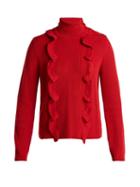 Matchesfashion.com Redvalentino - High Neck Cotton Sweater - Womens - Red