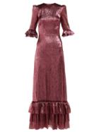 Matchesfashion.com The Vampire's Wife - Cinderella Ruffle Trimmed Silk Blend Dress - Womens - Pink