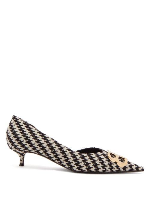 Matchesfashion.com Balenciaga - Houndstooth Bb Pumps - Womens - Black White