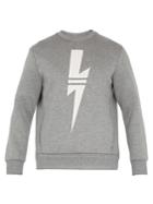 Neil Barrett Lightning-bolt Appliqu Cotton Sweatshirt