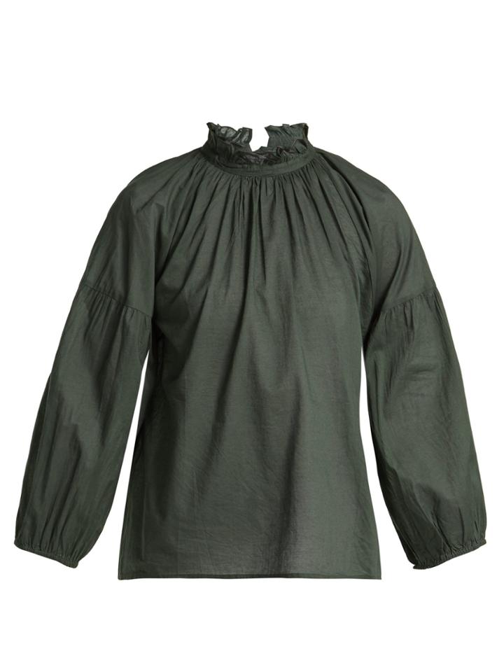 Apiece Apart Victoria Ruffled-neck Cotton Blouse