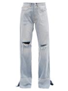Ladies Rtw Vetements - Split-cuff Wide-leg Denim Jeans - Womens - Light Denim