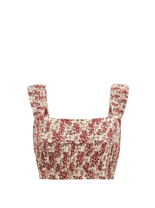 Matchesfashion.com Sir - Flor Floral-print Cotton-blend Crop Top - Womens - Red Print