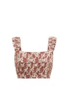 Matchesfashion.com Sir - Flor Floral-print Cotton-blend Crop Top - Womens - Red Print