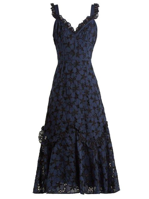 Matchesfashion.com Rebecca Taylor - Adriana Broderie Anglaise Dress - Womens - Navy
