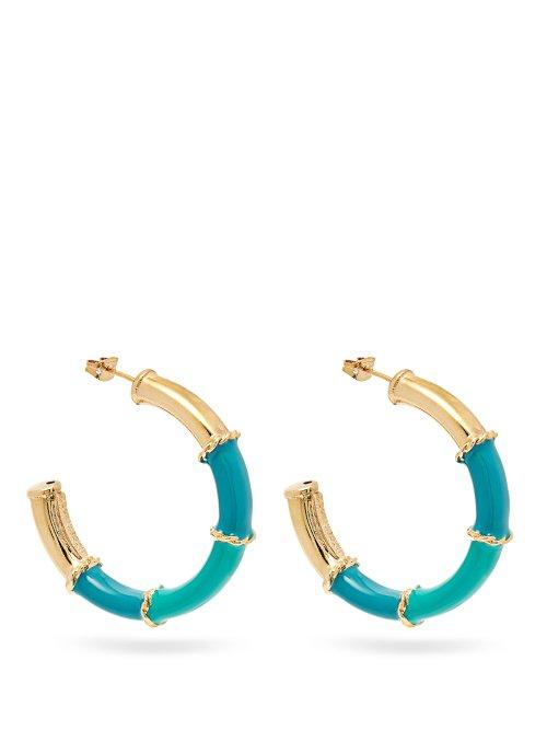 Matchesfashion.com Rosantica By Michela Panero - Show Enamelled Hoop Earrings - Womens - Green