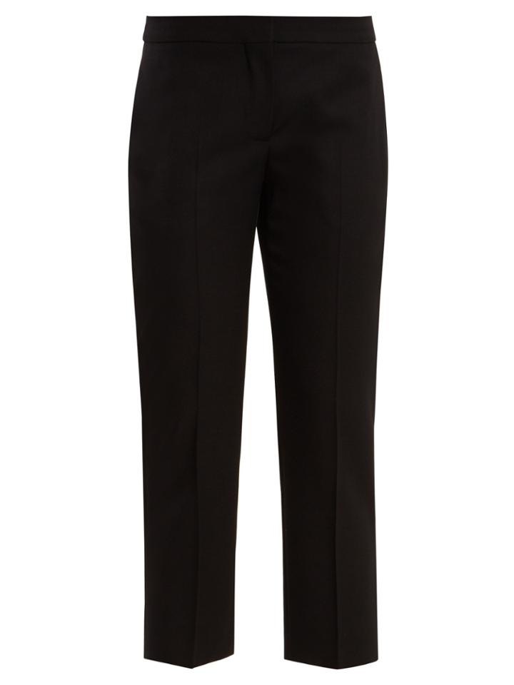 Alexander Mcqueen Cropped Grain De Poudre Wool Trousers