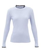 Proenza Schouler - Contrast-trim Ribbed-knit Silk-blend Sweater - Womens - Light Blue