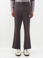 Needles - Butterfly-embroidered Flared Suit Trousers - Mens - Charcoal