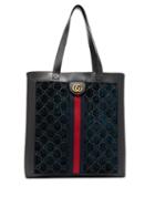 Matchesfashion.com Gucci - Gg Velvet And Leather Tote Bag - Mens - Blue Multi