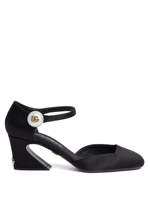 Dolce & Gabbana - Jackie Faux-pearl Satin Mary Jane Pumps - Womens - Black