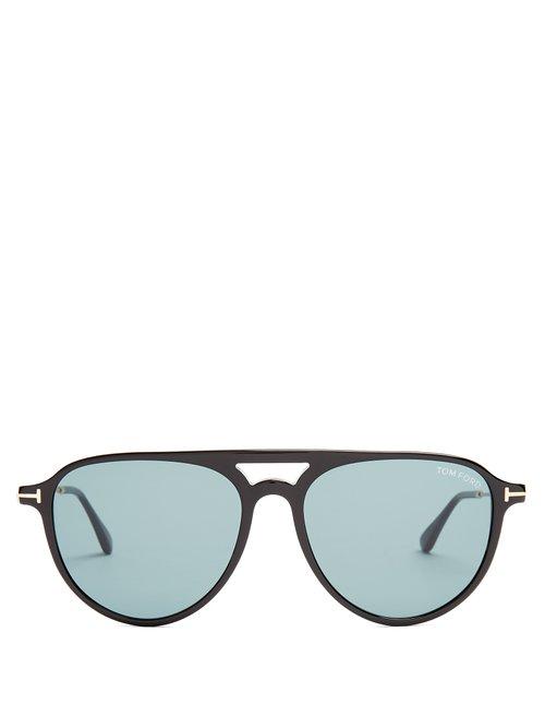 Matchesfashion.com Tom Ford Eyewear - Carlo Aviator Acetate Sunglasses - Mens - Black