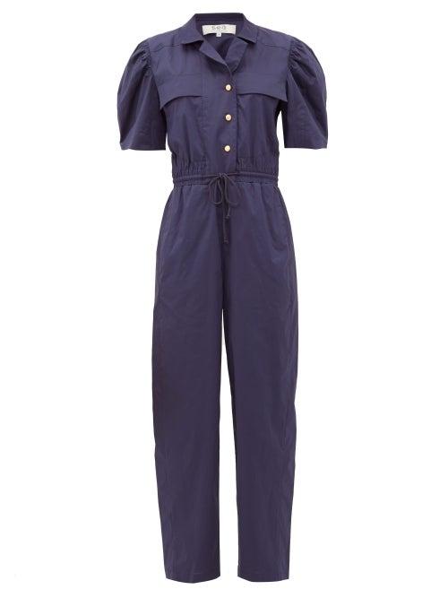 Matchesfashion.com Sea - Marine Cotton-blend Jumpsuit - Womens - Navy
