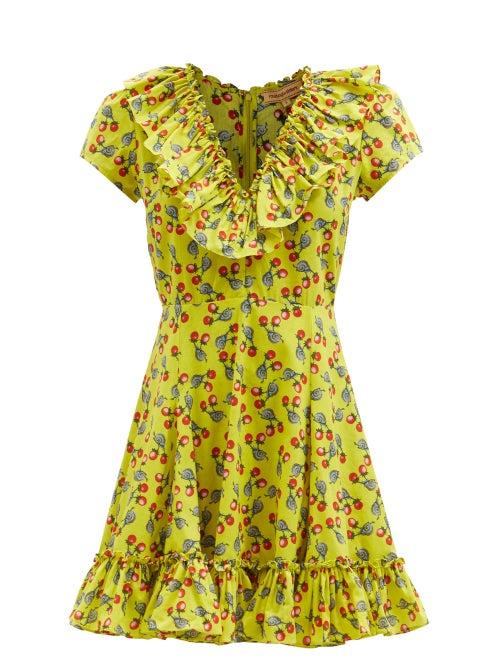 Muzungu Sisters - Florence Snail-print Organic-cotton Mini Dress - Womens - Yellow Print