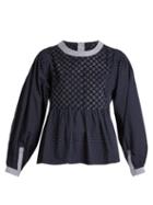 Matchesfashion.com Bliss And Mischief - Patchwork Print Cotton Poplin Blouse - Womens - Navy