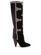 Matchesfashion.com Isabel Marant - Lyork Studded Suede And Leather Knee-high Boots - Womens - Black