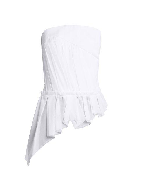 Matchesfashion.com Saint Laurent - Asymmetric Gathered Strapless Top - Womens - White