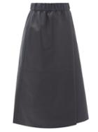 Matchesfashion.com Acne Studios - Elasticated-waist Leather Wrap Skirt - Womens - Navy