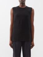 Toteme - Panelled Slubbed-canvas Sleeveless Top - Womens - Black