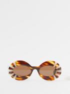 Loewe Eyewear - Oversized Round-frame Striped Acetate Sunglasses - Womens - Brown Multi