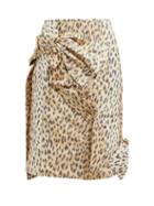 Matchesfashion.com Calvin Klein 205w39nyc - Brooch Embellished Leopard Print Silk Skirt - Womens - Leopard