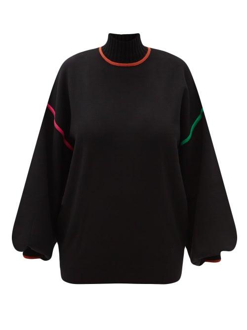 Matchesfashion.com Roksanda - Azalea High-neck Embroidered Sweater - Womens - Black Multi
