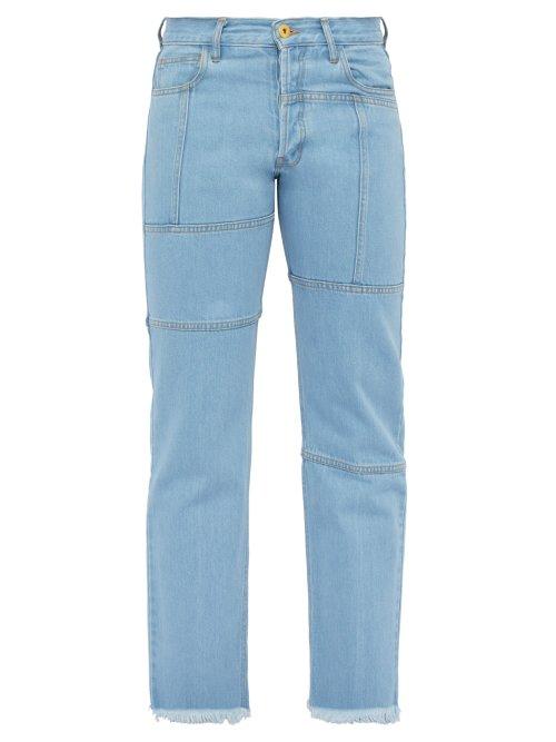 Matchesfashion.com Marques'almeida - Panelled Straight Leg Jeans - Mens - Light Blue