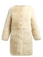 Matchesfashion.com Yves Salomon - Collarless Shearling Coat - Womens - Beige
