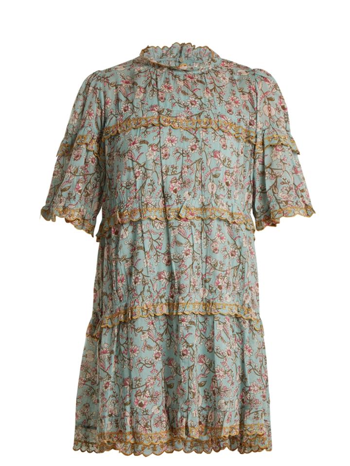 Isabel Marant Étoile Maiwenn Floral-print Ruffle-trimmed Cotton Dress