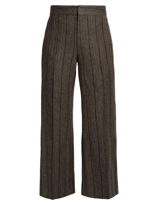 Matchesfashion.com Isabel Marant - Keroan Striped Flared Cropped Trousers - Womens - Dark Grey